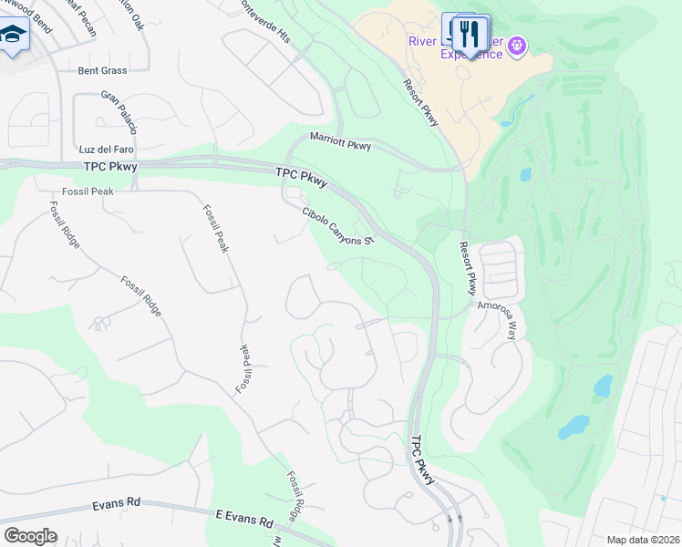 map of restaurants, bars, coffee shops, grocery stores, and more near 23218 Curvado in San Antonio