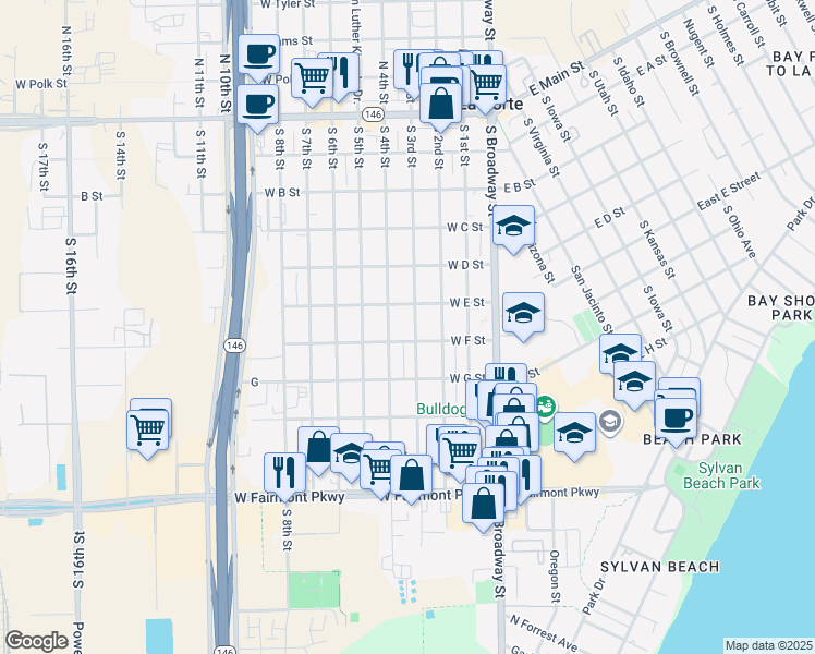 map of restaurants, bars, coffee shops, grocery stores, and more near 625 South 3rd Street in La Porte