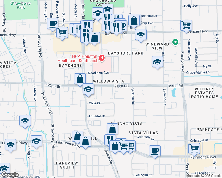map of restaurants, bars, coffee shops, grocery stores, and more near 4008 Vista Road in Pasadena