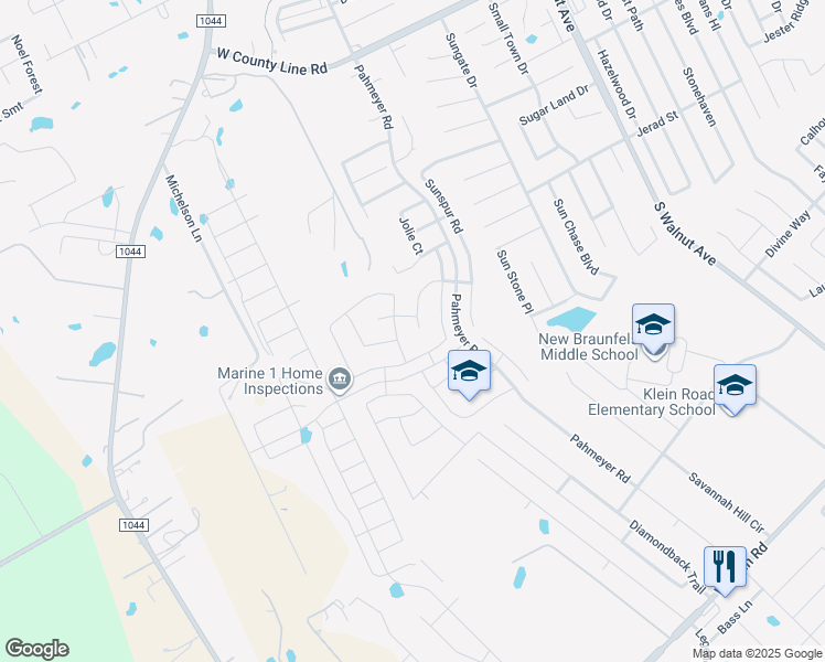 map of restaurants, bars, coffee shops, grocery stores, and more near 1852 Strawcove in New Braunfels