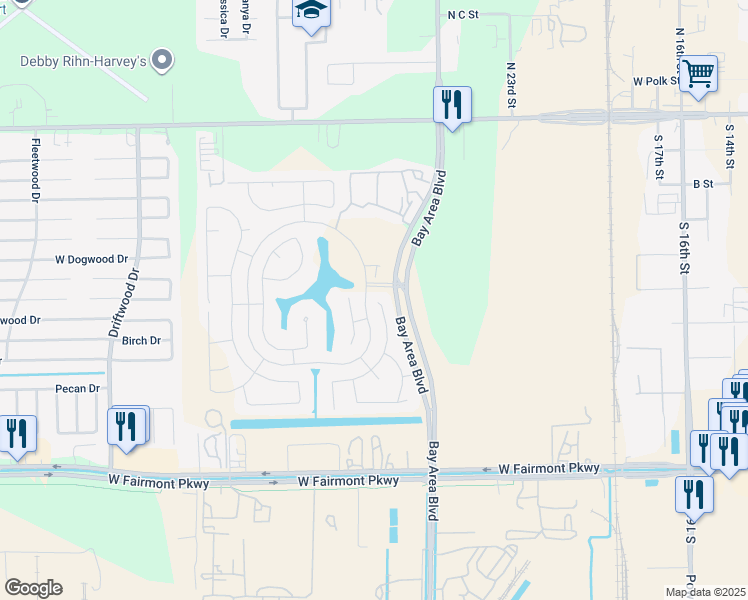 map of restaurants, bars, coffee shops, grocery stores, and more near in La Porte