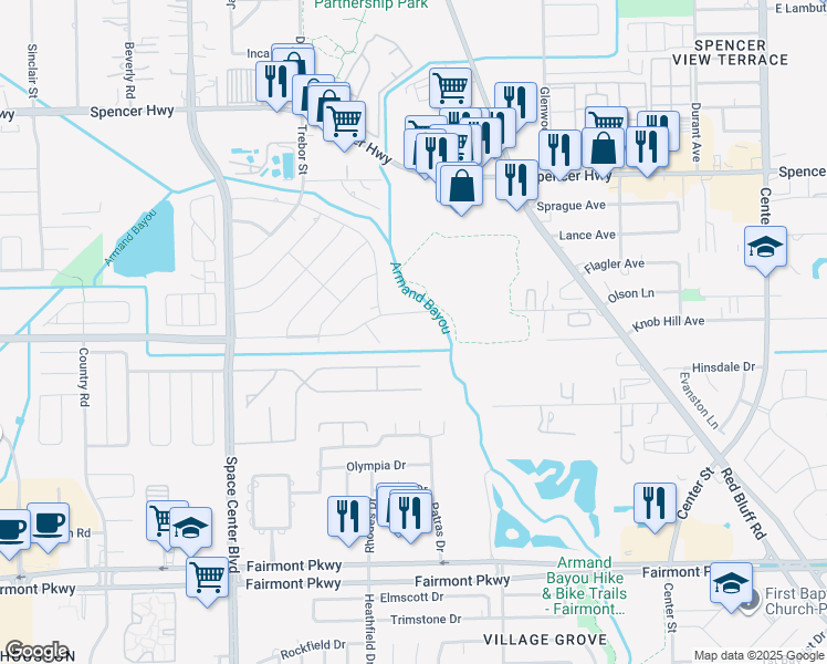 map of restaurants, bars, coffee shops, grocery stores, and more near 6712 Olson Ln in Pasadena