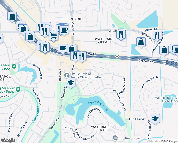 map of restaurants, bars, coffee shops, grocery stores, and more near 1802 Sabine Lane in Richmond