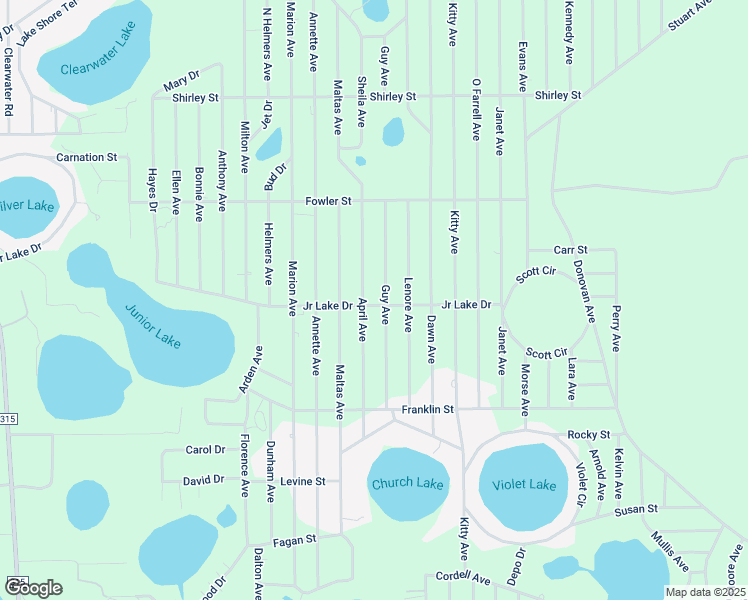 map of restaurants, bars, coffee shops, grocery stores, and more near 203 Guy Avenue in Interlachen