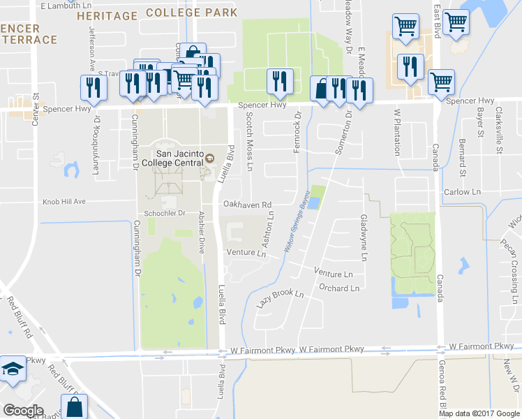 map of restaurants, bars, coffee shops, grocery stores, and more near 8414 Oakhaven Road in La Porte