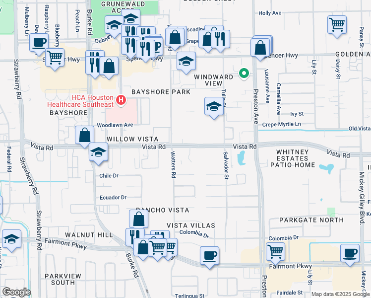 map of restaurants, bars, coffee shops, grocery stores, and more near 4230 Vista Road in Pasadena