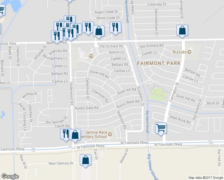 map of restaurants, bars, coffee shops, grocery stores, and more near 10102 Stonemont Road in La Porte