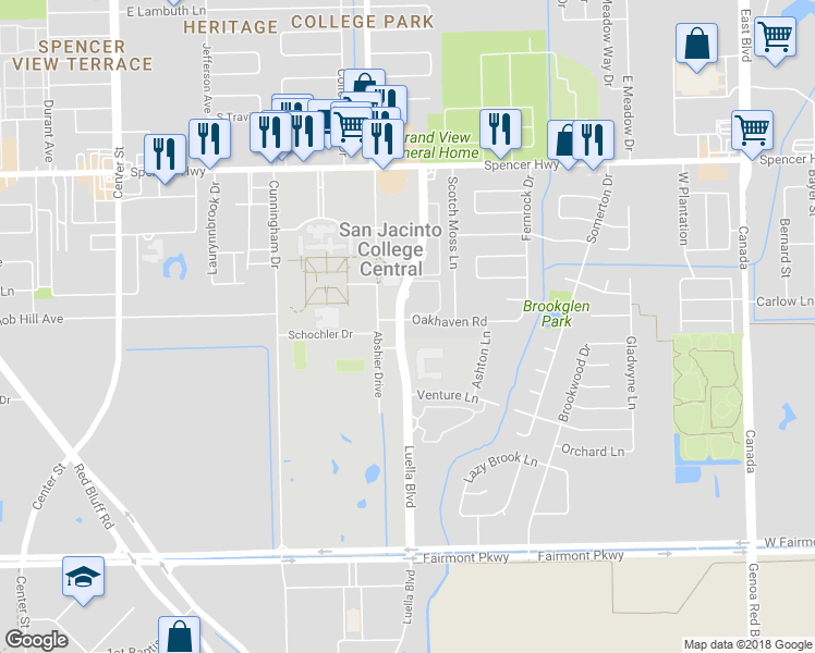 map of restaurants, bars, coffee shops, grocery stores, and more near 8294 Oakhaven Road in La Porte