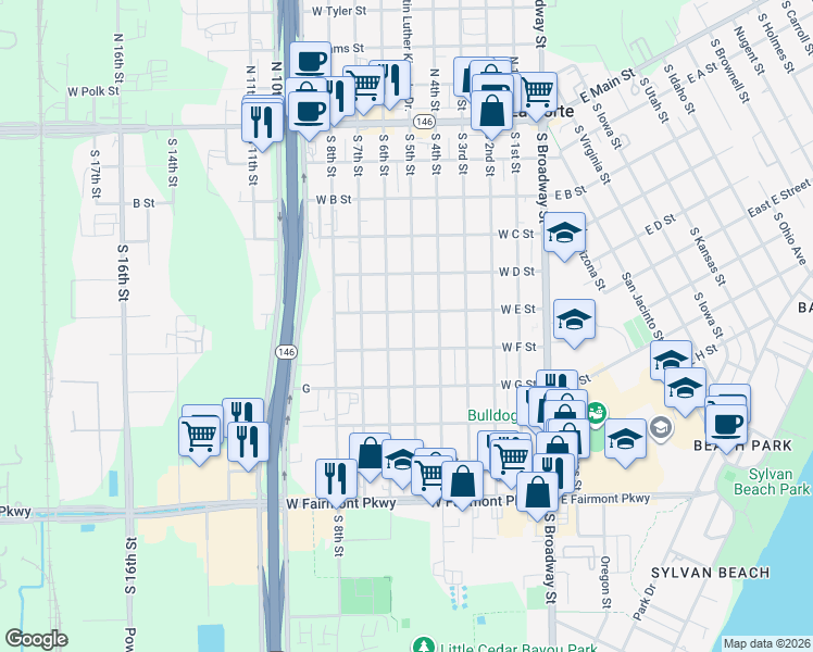 map of restaurants, bars, coffee shops, grocery stores, and more near 623 South 6th Street in La Porte