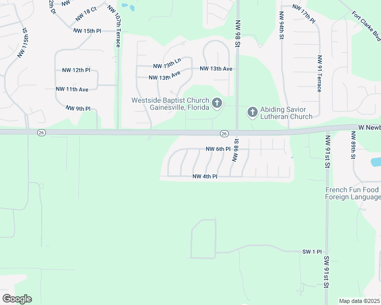 map of restaurants, bars, coffee shops, grocery stores, and more near 522 Northwest 101st Drive in Gainesville