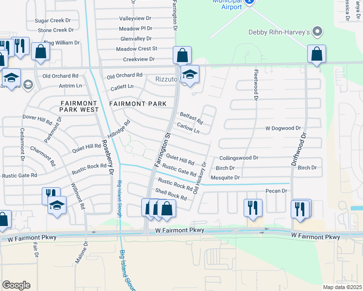 map of restaurants, bars, coffee shops, grocery stores, and more near 10423 Collingswood Road in La Porte