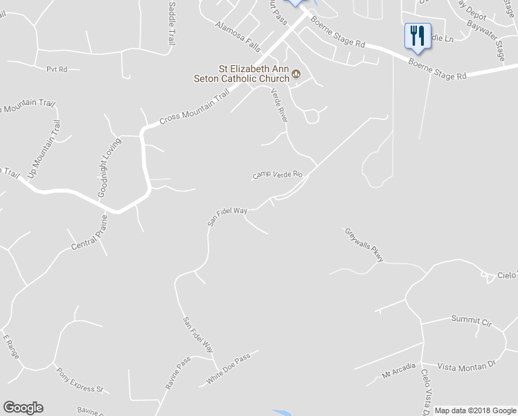 map of restaurants, bars, coffee shops, grocery stores, and more near San Fidel Way in San Antonio