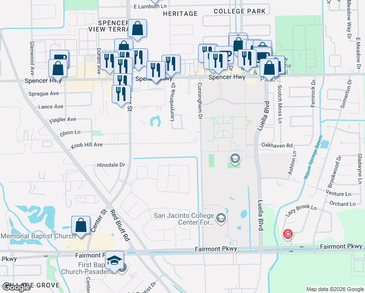 map of restaurants, bars, coffee shops, grocery stores, and more near 7814 Knob Hill Avenue in Pasadena
