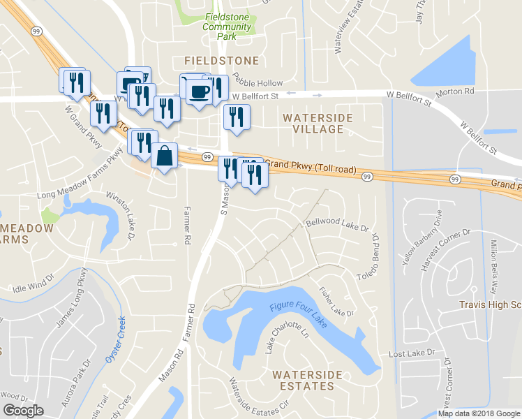map of restaurants, bars, coffee shops, grocery stores, and more near 1705 Lewisville Drive in Richmond
