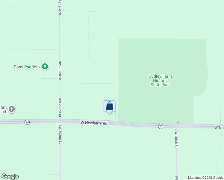 map of restaurants, bars, coffee shops, grocery stores, and more near 19601 Northwest 6 Avenue in Newberry