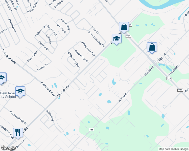 map of restaurants, bars, coffee shops, grocery stores, and more near 151 Ruger Path in New Braunfels