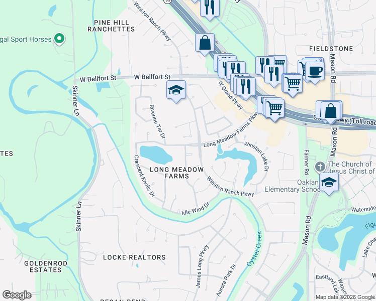 map of restaurants, bars, coffee shops, grocery stores, and more near 8023 Bentford Park Street in Richmond
