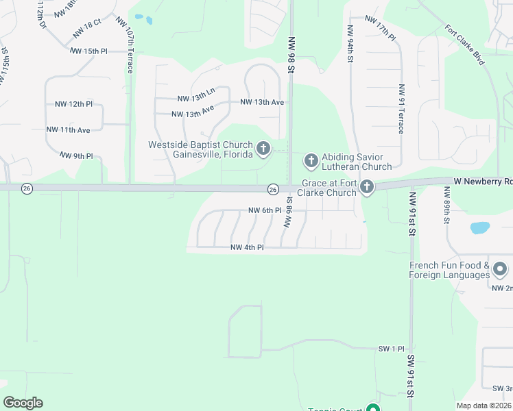 map of restaurants, bars, coffee shops, grocery stores, and more near 10013 Northwest 8th Avenue in Gainesville