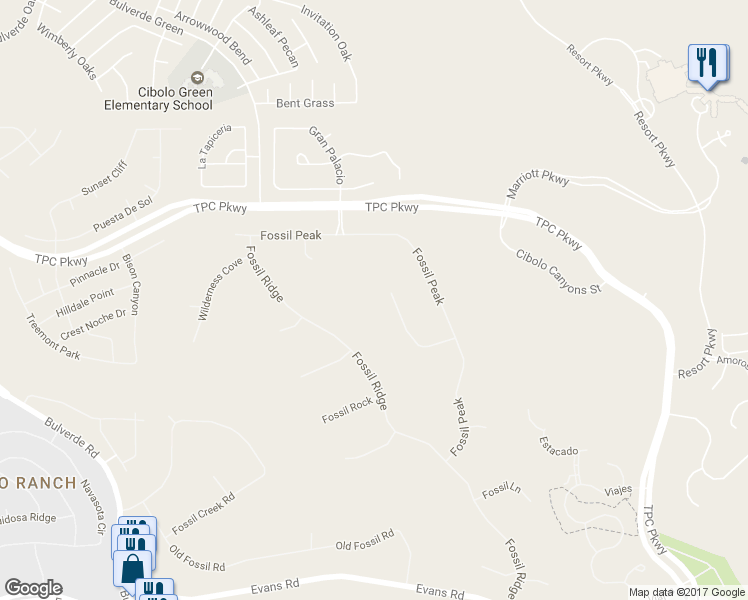 map of restaurants, bars, coffee shops, grocery stores, and more near 4010 Wilderness Ridge in San Antonio