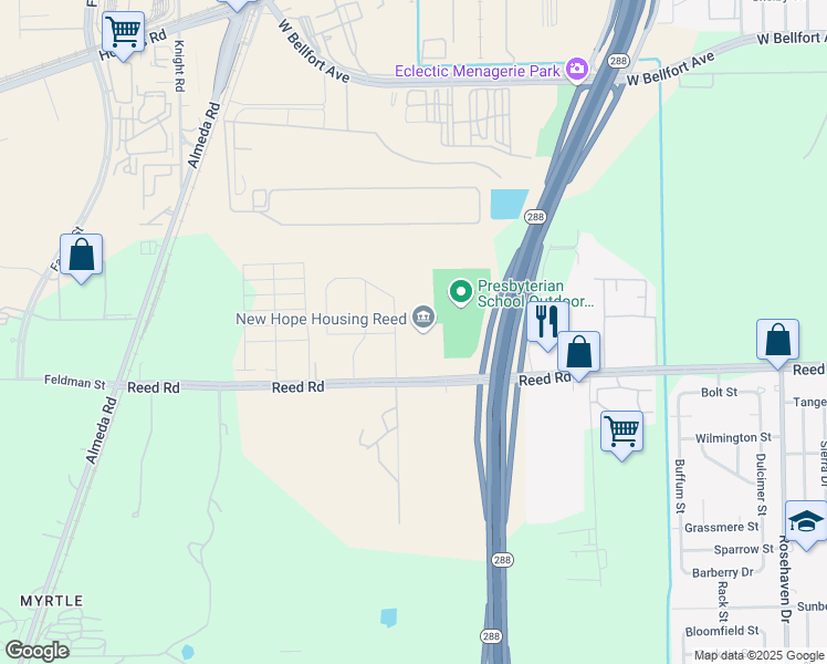 map of restaurants, bars, coffee shops, grocery stores, and more near in Houston