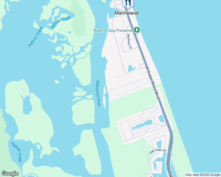 map of restaurants, bars, coffee shops, grocery stores, and more near 39 Deerwood Street in Palm Coast