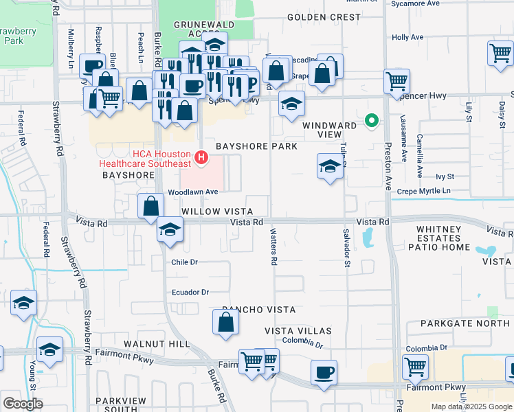 map of restaurants, bars, coffee shops, grocery stores, and more near 4141 Vista Road in Pasadena