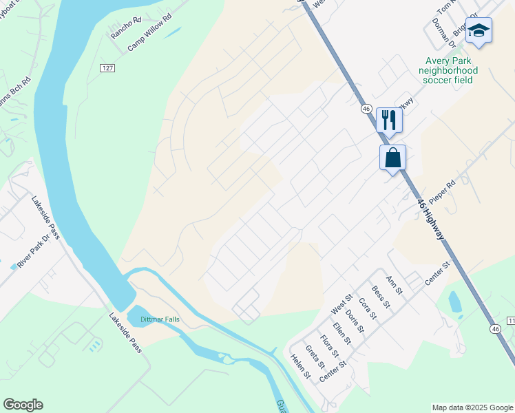 map of restaurants, bars, coffee shops, grocery stores, and more near 336 Autumn Rouge in New Braunfels