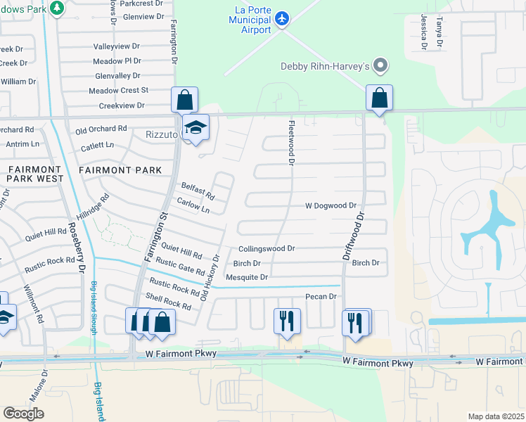 map of restaurants, bars, coffee shops, grocery stores, and more near 10836 West Dogwood Drive in La Porte