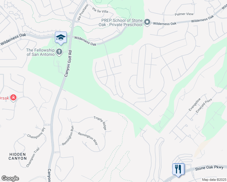 map of restaurants, bars, coffee shops, grocery stores, and more near 23432 Beaver Creek in San Antonio