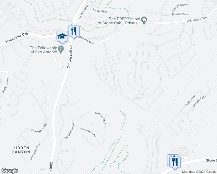 map of restaurants, bars, coffee shops, grocery stores, and more near 23443 Beaver Creek in San Antonio