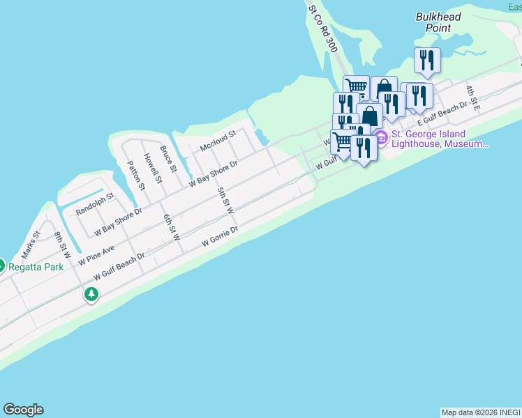 map of restaurants, bars, coffee shops, grocery stores, and more near 441 West Gorrie Drive in Eastpoint