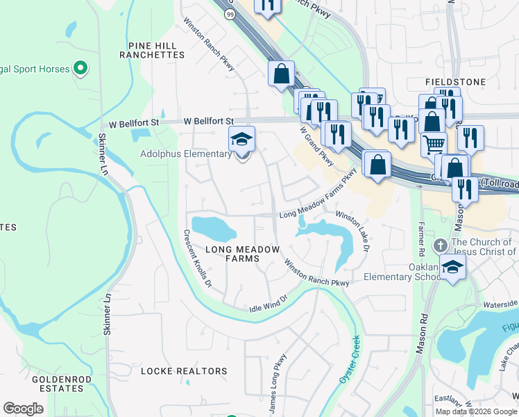 map of restaurants, bars, coffee shops, grocery stores, and more near 8023 Bentford Park Street in Richmond
