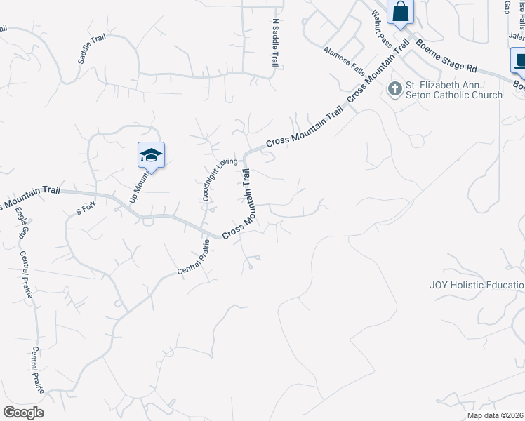 map of restaurants, bars, coffee shops, grocery stores, and more near 8816 Cross Mountain Trail in San Antonio