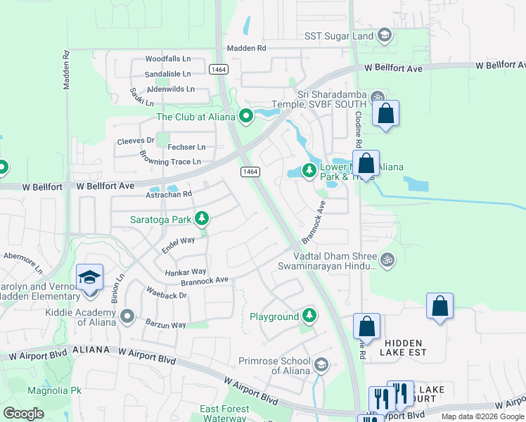 map of restaurants, bars, coffee shops, grocery stores, and more near 17207 Endel Way in Richmond