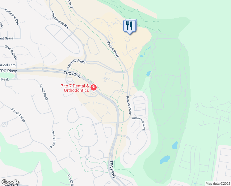 map of restaurants, bars, coffee shops, grocery stores, and more near 4455 TPC Parkway in San Antonio