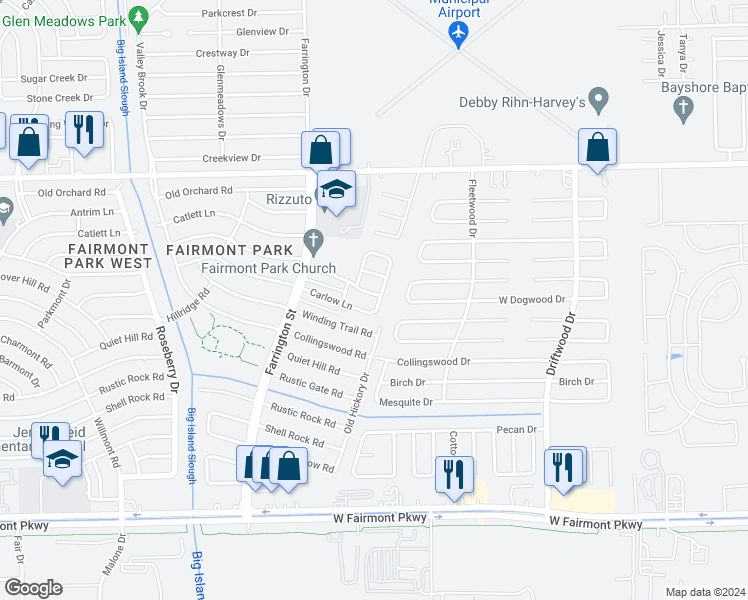 map of restaurants, bars, coffee shops, grocery stores, and more near 10450 Belfast Road in La Porte