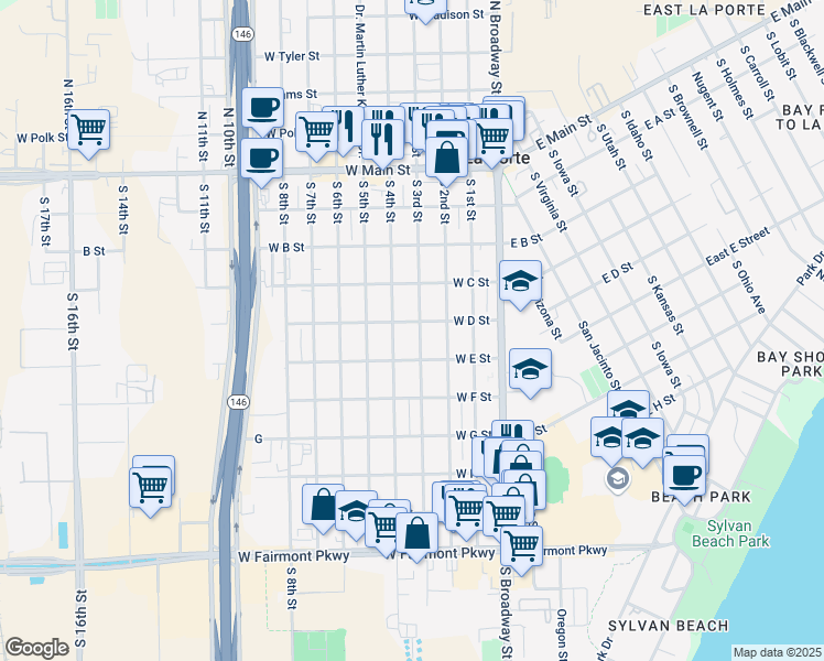 map of restaurants, bars, coffee shops, grocery stores, and more near 511 South 3rd Street in La Porte
