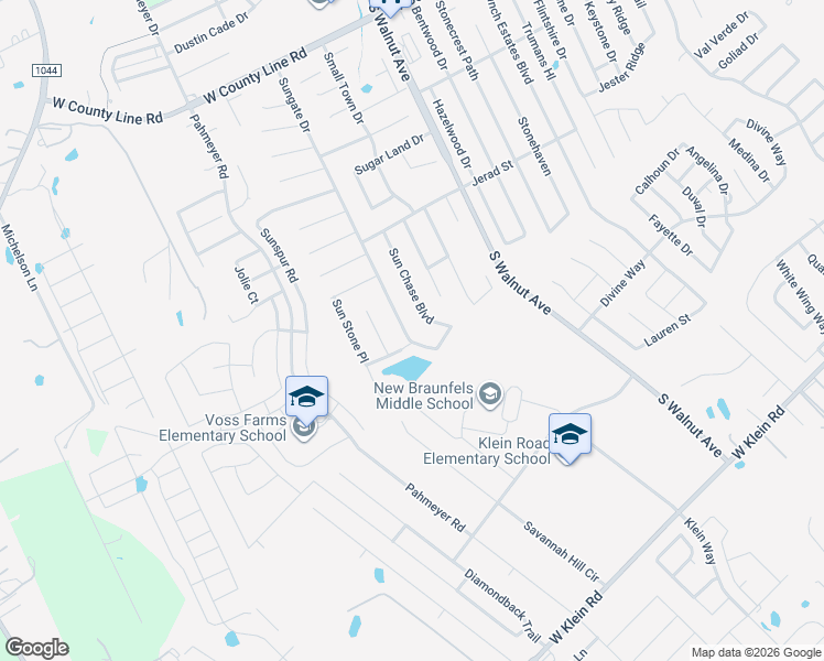 map of restaurants, bars, coffee shops, grocery stores, and more near 2290 Sungate Drive in New Braunfels