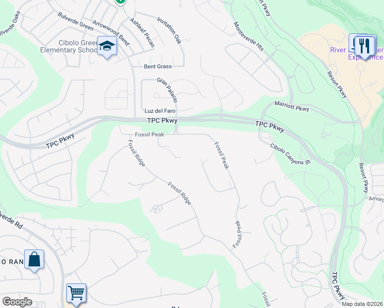 map of restaurants, bars, coffee shops, grocery stores, and more near 4010 Wilderness Ridge in San Antonio