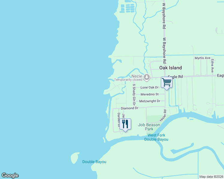 map of restaurants, bars, coffee shops, grocery stores, and more near 352 Bayside Drive in Anahuac