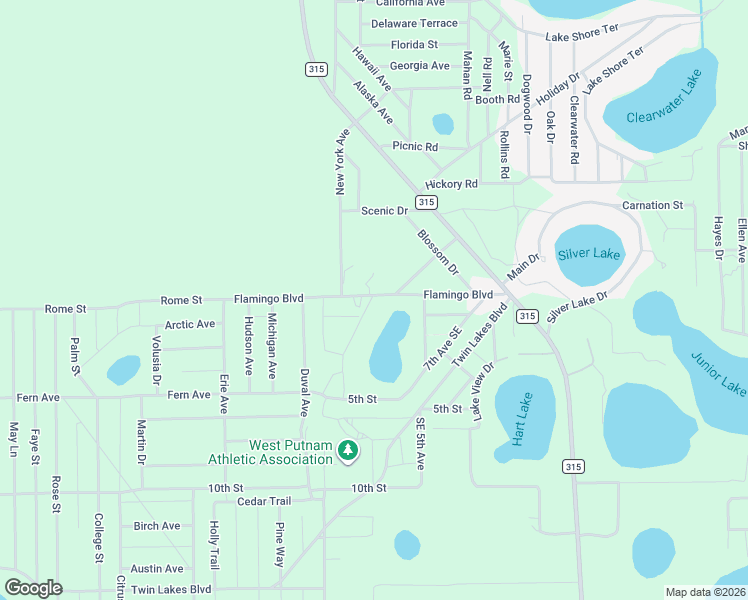 map of restaurants, bars, coffee shops, grocery stores, and more near 217 Flamingo in Interlachen