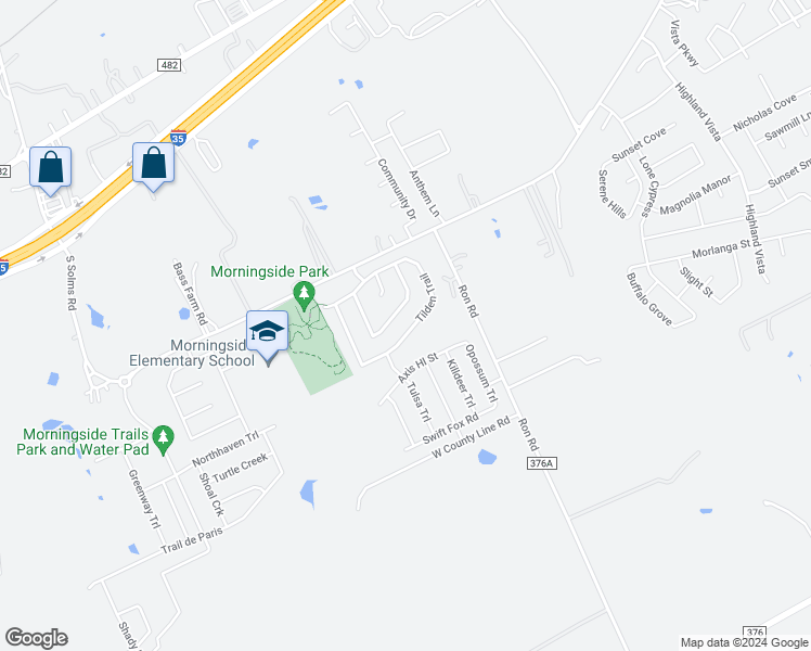 map of restaurants, bars, coffee shops, grocery stores, and more near 3636 Tilden Trail in New Braunfels