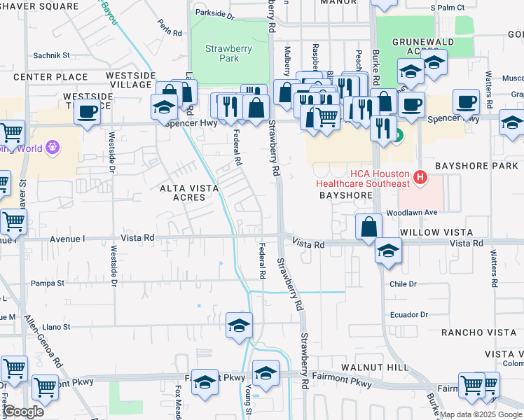 map of restaurants, bars, coffee shops, grocery stores, and more near 3329 Federal Road in Pasadena