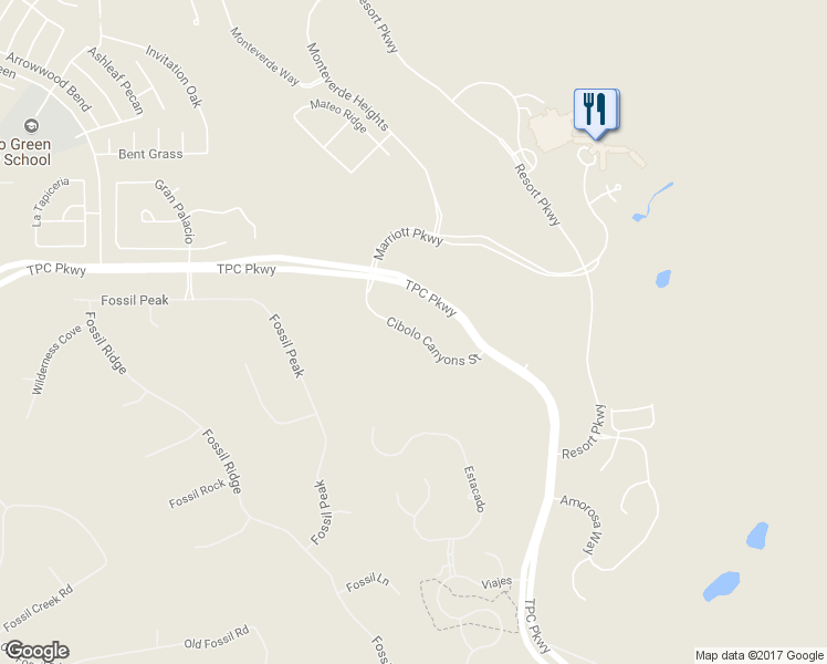 map of restaurants, bars, coffee shops, grocery stores, and more near Cibolo Canyons Street in San Antonio