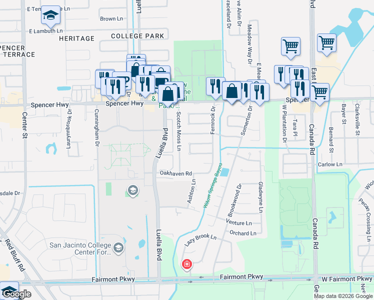 map of restaurants, bars, coffee shops, grocery stores, and more near 8403 Avington Road in La Porte