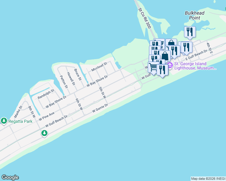 map of restaurants, bars, coffee shops, grocery stores, and more near 456 West Pine Avenue in Eastpoint