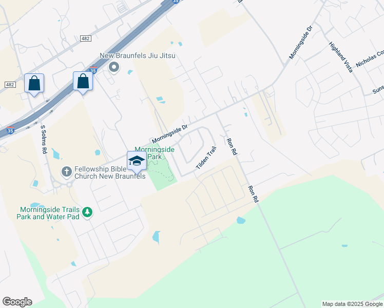 map of restaurants, bars, coffee shops, grocery stores, and more near 3658 Archer Boulevard in New Braunfels