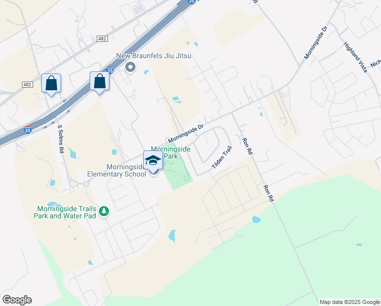 map of restaurants, bars, coffee shops, grocery stores, and more near 613 San Augustine Boulevard in New Braunfels