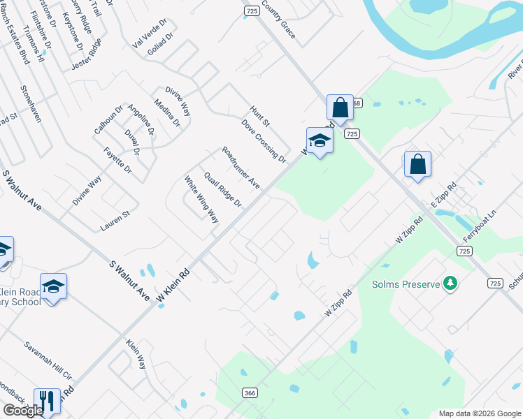 map of restaurants, bars, coffee shops, grocery stores, and more near 103 Ruger Path in New Braunfels