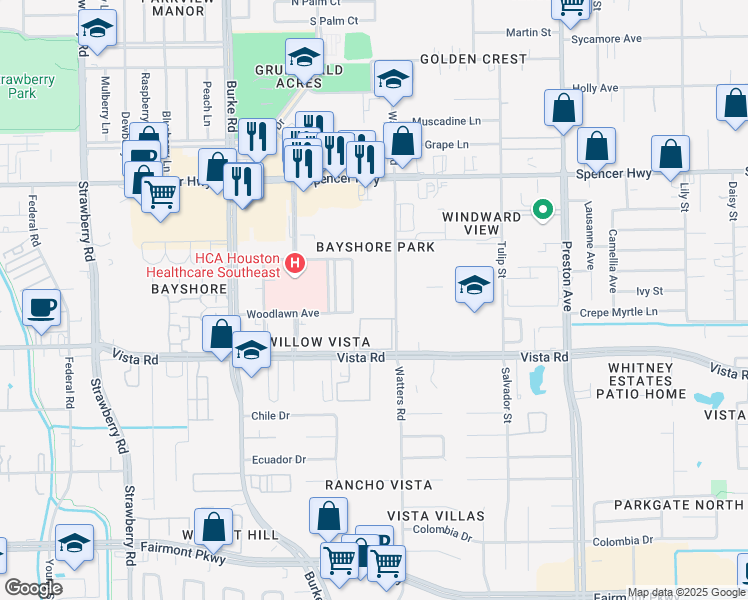 map of restaurants, bars, coffee shops, grocery stores, and more near 3326 Watters Road in Pasadena